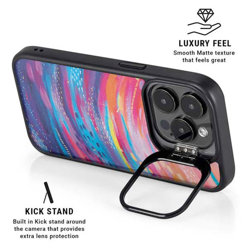 Rainbow Wave Brush Stroke by Etta Vee iPhone 16 Pro Kickstand Case